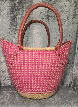 Natural And Green Handwoven Market Basket, 3 of 5