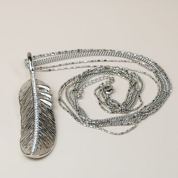 Long Feather Pendant Necklace, 5 of 5