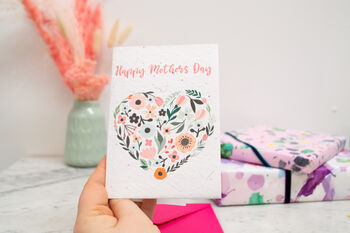 Mothers Day Plantable Flower Heart Seed Paper Card, 3 of 5