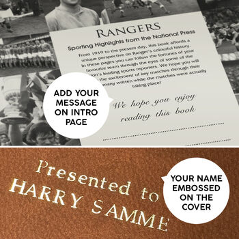 Rangers Personalised Football Gift Newspaper Book, 10 of 12