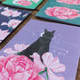 'Thinking of You' Cat And Rose Card, thumbnail 2 of 2