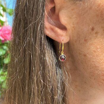 Barcelona January Birthstone Hook Earrings Garnet, 2 of 4