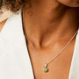 August Birthstone Peridot Silver Charm Necklace, thumbnail 2 of 9