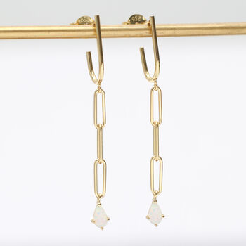 18ct Gold Plated Chain And Opal Earrings, 2 of 6