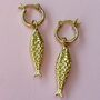 Mini Fishy Decorative Charm Small Hoop Earrings, thumbnail 1 of 6