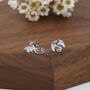 Tiny Mismatched Dragon Stud Earrings In Sterling Silver, thumbnail 6 of 11