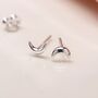 Tiny Sterling Silver Crescent Moon Stud Earrings, thumbnail 1 of 10