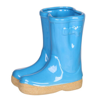 Personalised Sky Blue Garden Welly Planter, 2 of 9