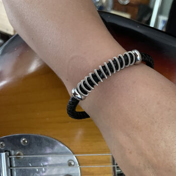 Recycled Guitar String Leather Bracelet, 2 of 4