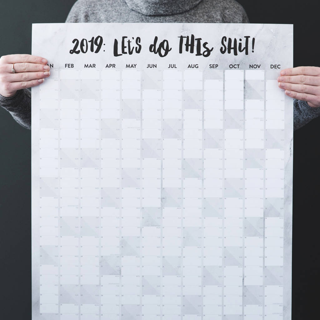 'let's Do This Shit' 2019 Marble Wall Planner By I Am Nat