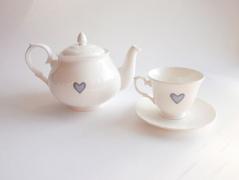 Teapot, Sugar And Cream Jug, Blue Or Red Heart Design, 3 of 6