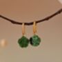 Botan Flower Natural Green Jade Huggie Hoop Earrings, thumbnail 9 of 10