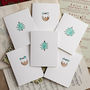 Pack Of Six Christmas Tree And Pudding Cards, thumbnail 1 of 5