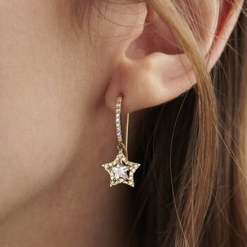 9ct Gold Bridal Star Drop Earrings, 2 of 6