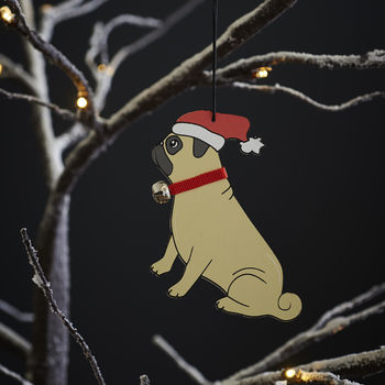 Pug Christmas Tree Decoration, 2 of 3
