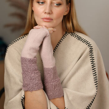 Bouclé Cuff Shimmer Fingerless Gloves – Three Colourways, 10 of 12