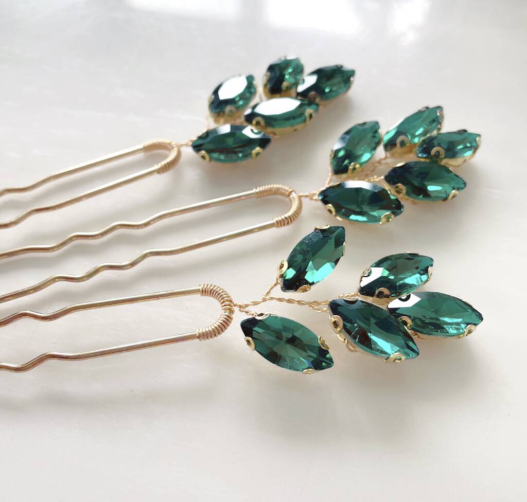 'Aria' Emerald Green Hair Pins, 1 of 3