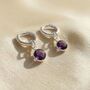 Mini Amethyst February Birthstone Silver Huggies, thumbnail 1 of 3