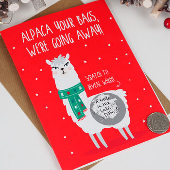 Alpaca Scratch Off Surprise Gift Christmas Card, 3 of 4