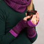 Soft Knitted Fair Isle Mittens Lambswool Plum Purple, thumbnail 1 of 10