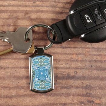 'Suzanne' Art Deco Handprinted Keyring, 3 of 10