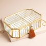 Large Ribbed Glass Jewellery Box In Gold, thumbnail 1 of 4