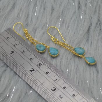 Turquoise Dangle Silver/Gold Earrings, 3 of 8