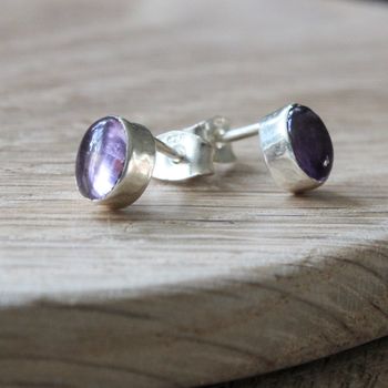 Amethyst And Silver Oval Stud Earrings, 5 of 8
