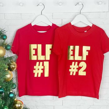 Two Little Elves Matching Kids T Shirt And Babygrow, 3 of 4