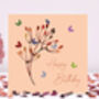 Butterfly And Flower Bud Birthday Card Blue Background, thumbnail 9 of 12