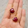 Dyed Red Ruby Sterling Silver Dangle Drop Earrings, thumbnail 3 of 8