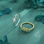 Sterling Silver Green Cz Leaf Ring, thumbnail 7 of 12