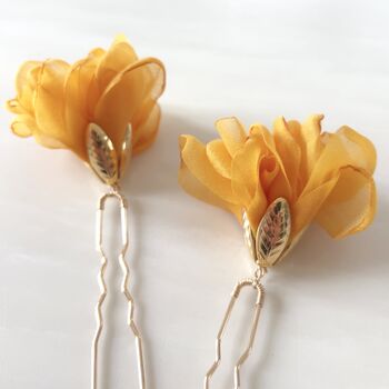 Yellow Flower Hair Pin Set, 3 of 5