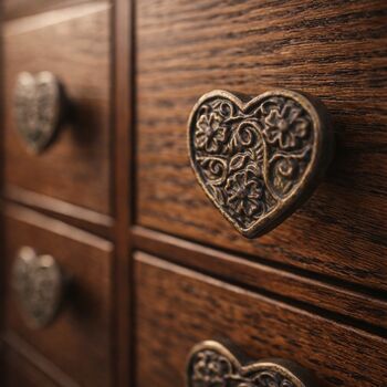 Vintage Heart Engraved Brass Cabinet Knob, 3 of 9