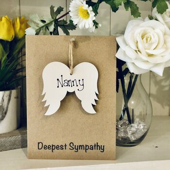 Personalised Remembrance Card Angel Wooden Keepsake, 4 of 7