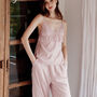 Pink Silk Touch Elegant Pajamas Robe Three Piece Set, thumbnail 7 of 9