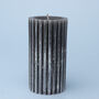 G Decor Scented Grooved Woody Dark Grey Pillar Candle, thumbnail 2 of 5