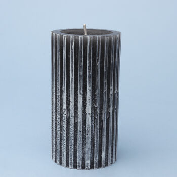 G Decor Scented Grooved Woody Dark Grey Pillar Candle, 2 of 5