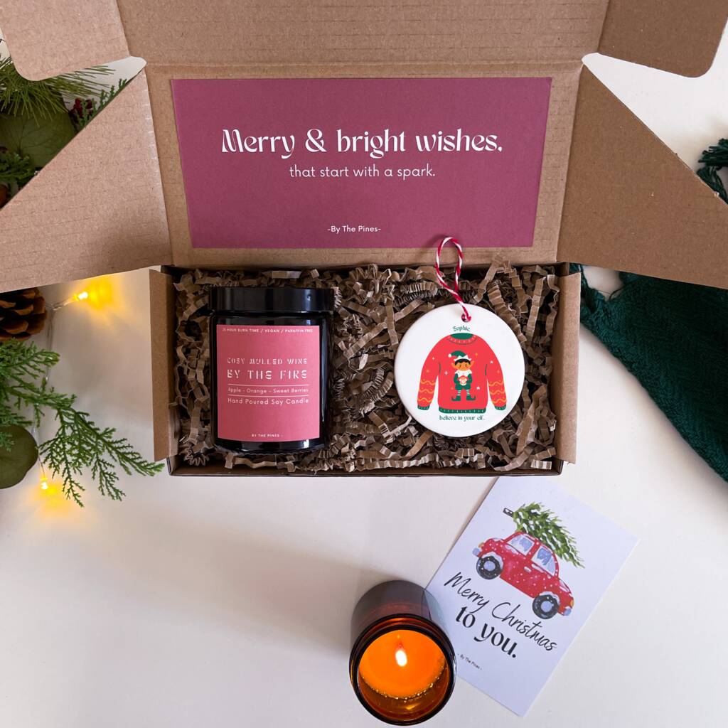 Personalised Believe Your Elf Christmas Candle Gift Set By By The Pines