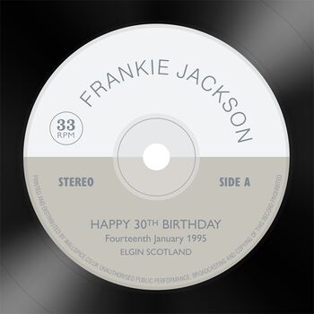 Personalised 33rpm Vinyl Record Music Print, 8 of 9