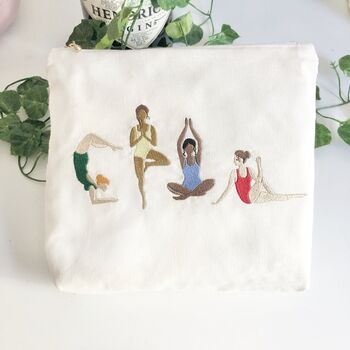 Personalised Yoga Embroidery Make Up Pouch Bag, 3 of 4