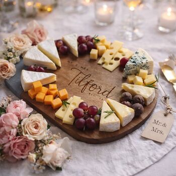 Personalised Mr And Mrs Wood And Slate Chopping Board, 2 of 6