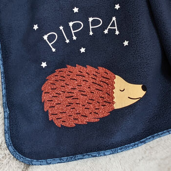 Hedgehog Personalised Blanket New Baby Gift, 2 of 3