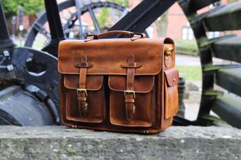 Top Grain Leather Briefcase Laptop Bag Mens, 2 of 12