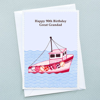 'Fishing Boat' Personalised Birthday Card, 4 of 5
