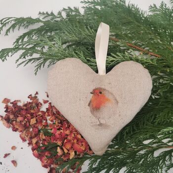 Robin Thinking Of You Gift, Hanging Heart Lavender Rose, 8 of 12