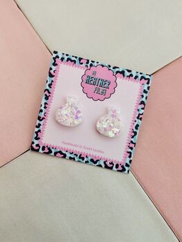 Dumpling Glitter Resin Studs / Dim Sum Lover Gift / Novelty Food Jewellery / Fun Accessories, 3 of 4