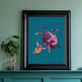 Set Of Two Turtle Koi Fish Turquoise Art Prints, thumbnail 3 of 5