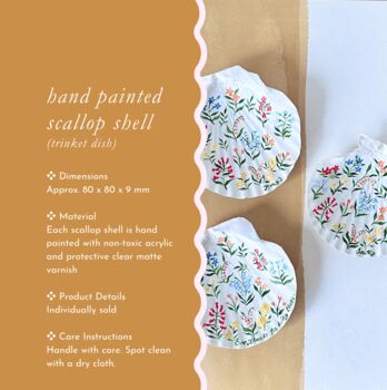 Personalised Hand Painted Floral Sea Shell Trinket Dish, 5 of 10