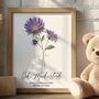 Personalised Birth Flower Baby Print – New Baby Gift – Name And Birth Details Nursery Print, thumbnail 1 of 10
